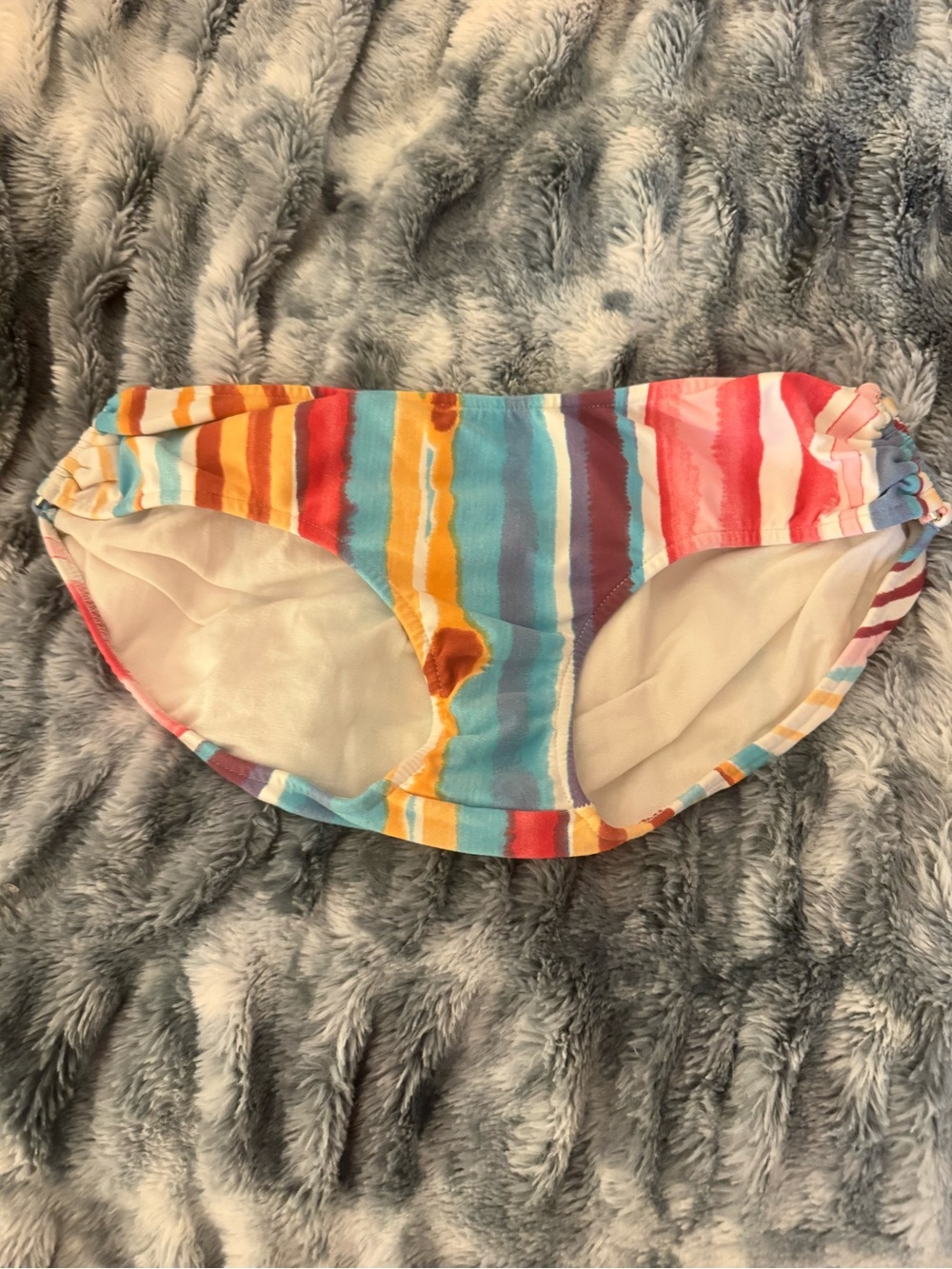 amika Multicolor Striped Women's Bikini Bottoms - Turquoise, Orange, Red, Purple
